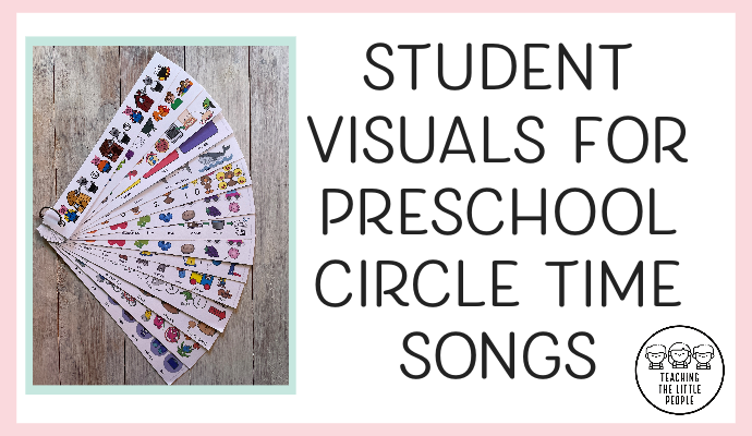 15 strips of paper, each with pictures of a different preschool circle time song.